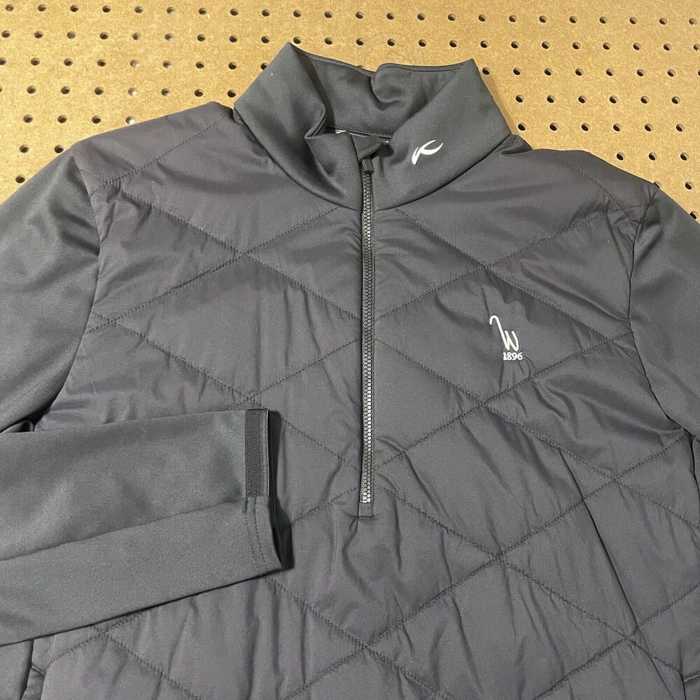 NEW Kjus Mens Jacket Medium/50 Black Old Waverley Golf Release Half Zip Logo - Picture 3 of 11